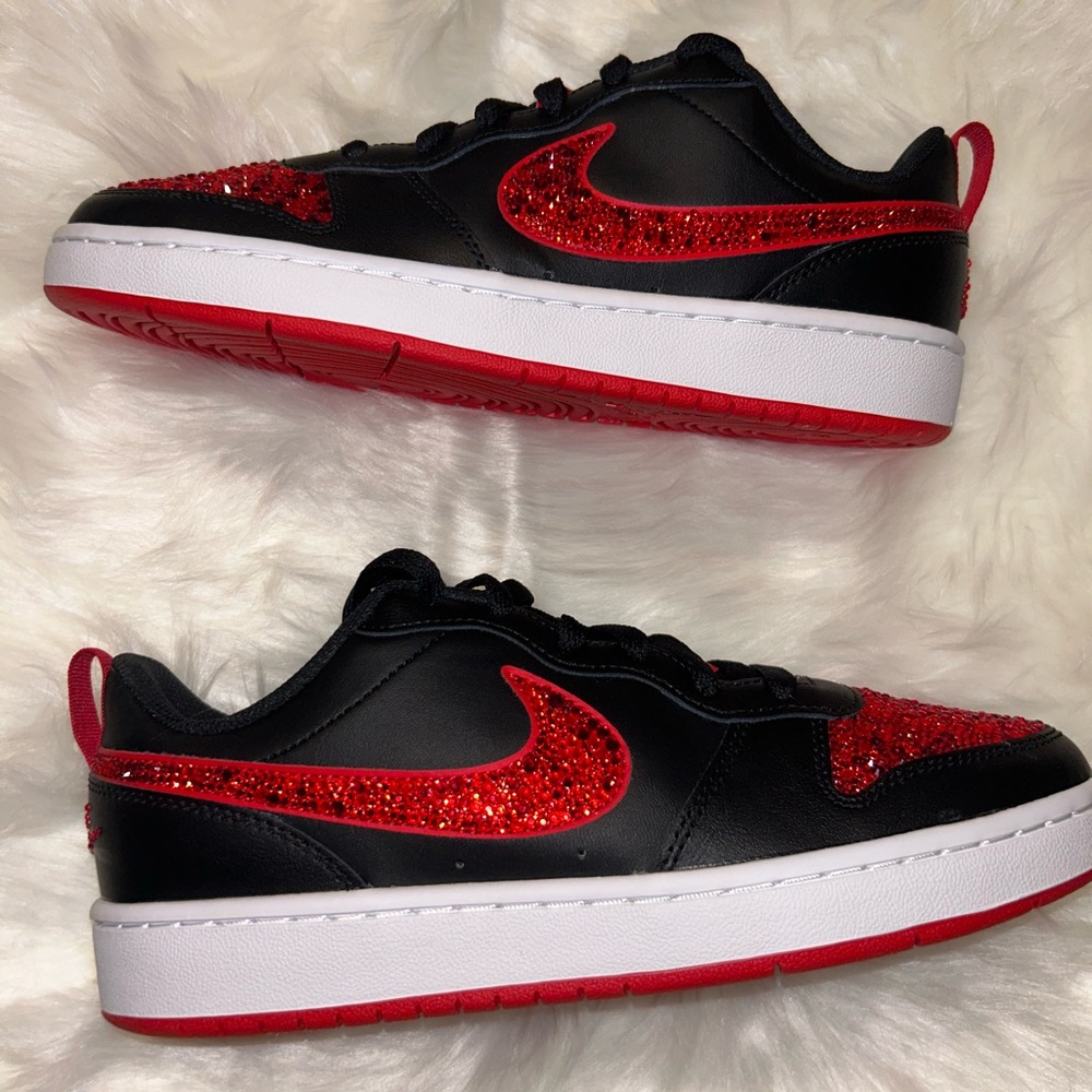 Bling Red/Black Nike Court Borough Low 2 Sneakers (GS)